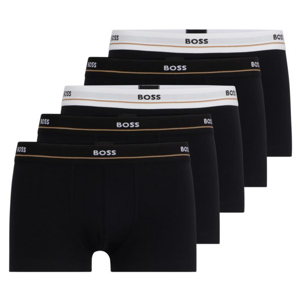 Lot de cinq boxers courts en coton stretch avec taille à logo – Hugo Boss