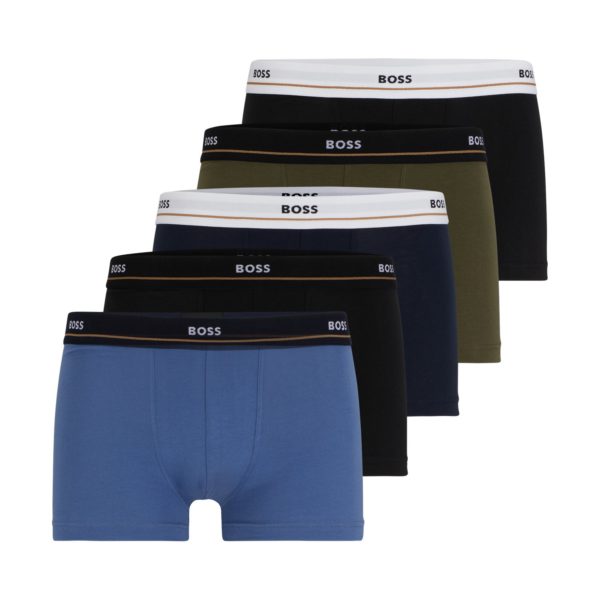 Lot de cinq boxers courts en coton stretch avec taille logotée – Hugo Boss