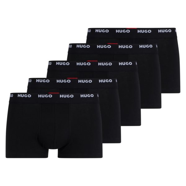 Lot de cinq boxers courts en coton stretch avec taille logotée – Hugo Boss