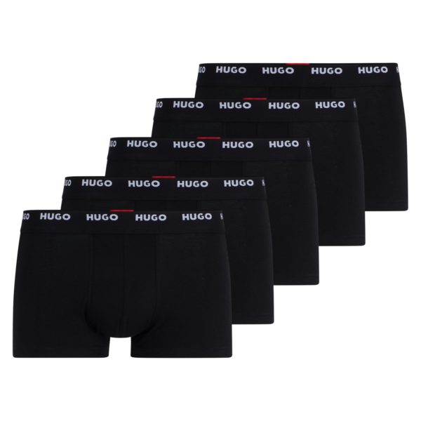 Lot de cinq boxers courts en coton stretch avec taille logotée – Hugo Boss