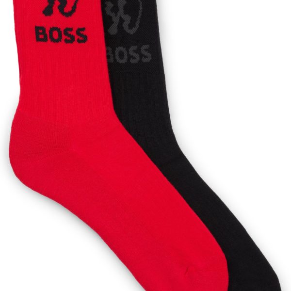 Lot de deux paires de chaussettes basses à détail artistique spécial – Hugo Boss