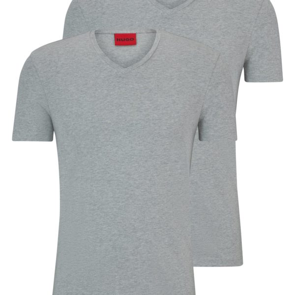 Lot de deux t-shirts à col V en coton stretch – Hugo Boss
