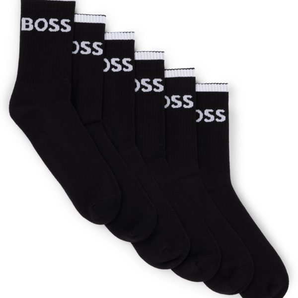 Lot de six paires de chaussettes courtes côtelées en coton mélangé – Hugo Boss