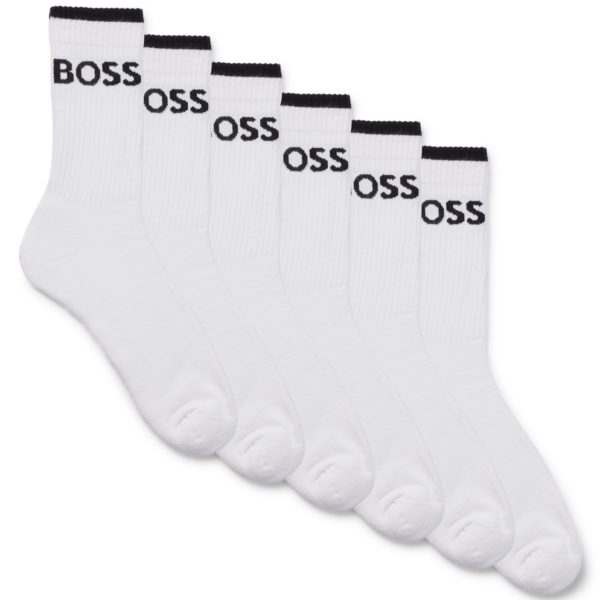Lot de six paires de chaussettes courtes côtelées en coton mélangé – Hugo Boss