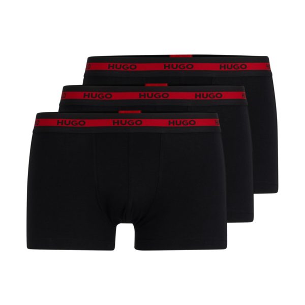 Lot de trois boxers courts en coton stretch avec taille logotée – Hugo Boss