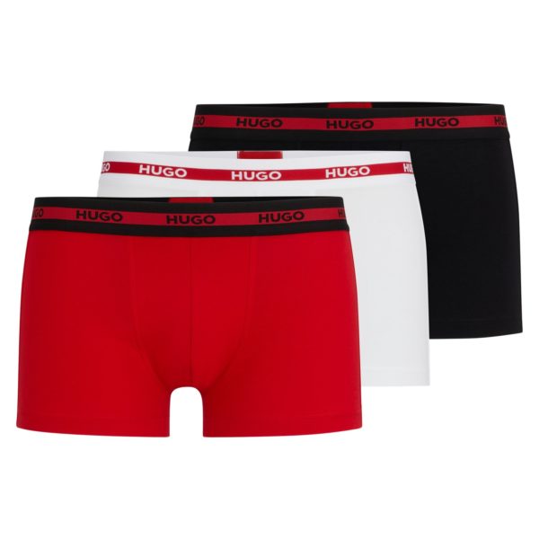 Lot de trois boxers courts en coton stretch avec taille logotée – Hugo Boss