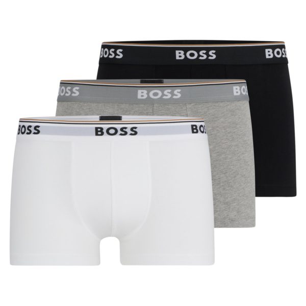 Lot de trois boxers courts en coton stretch ornés de logos à la taille – Hugo Boss