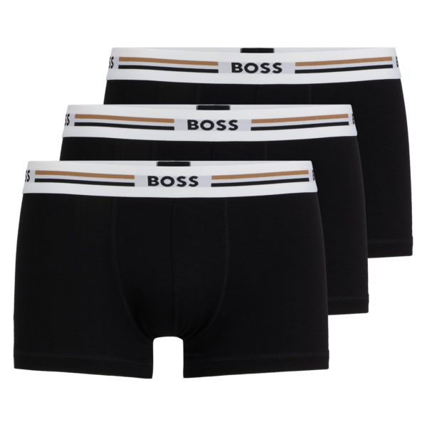 Lot de trois boxers courts en tissu stretch avec taille rayée – Hugo Boss