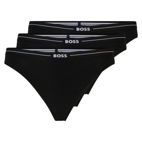 Lot de trois slips en coton stretch avec logos à la taille – Hugo Boss