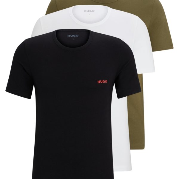 Lot de trois t-shirts en coton à logo imprimé – Hugo Boss