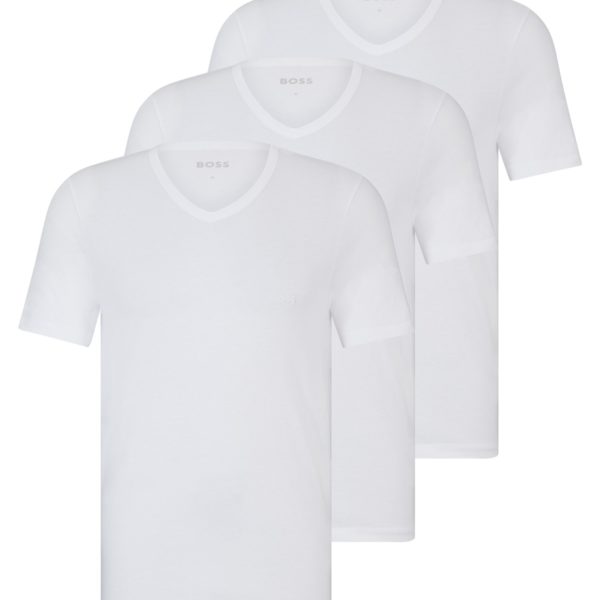 Lot de trois t-shirts en jersey de coton à col V – Hugo Boss