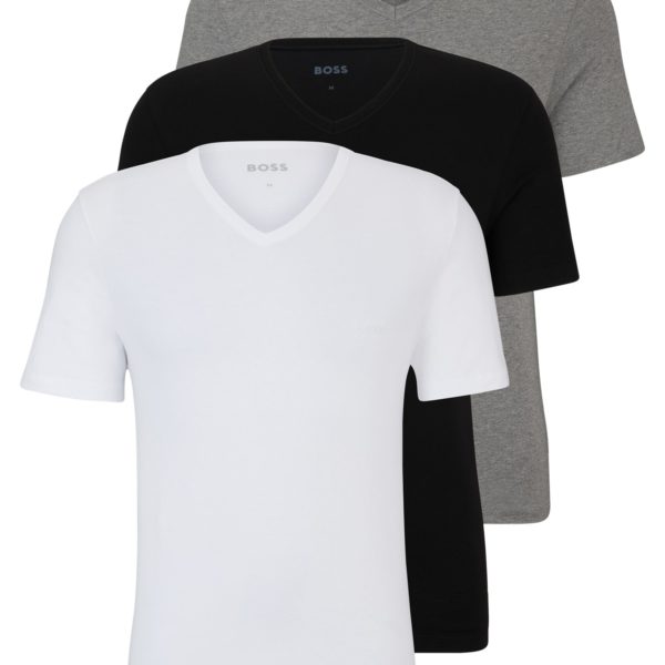 Lot de trois t-shirts en jersey de coton à col V – Hugo Boss