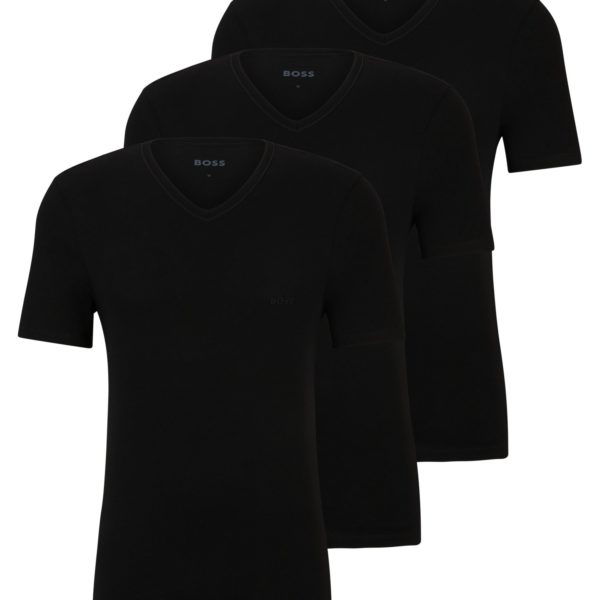 Lot de trois t-shirts en jersey de coton à col V – Hugo Boss