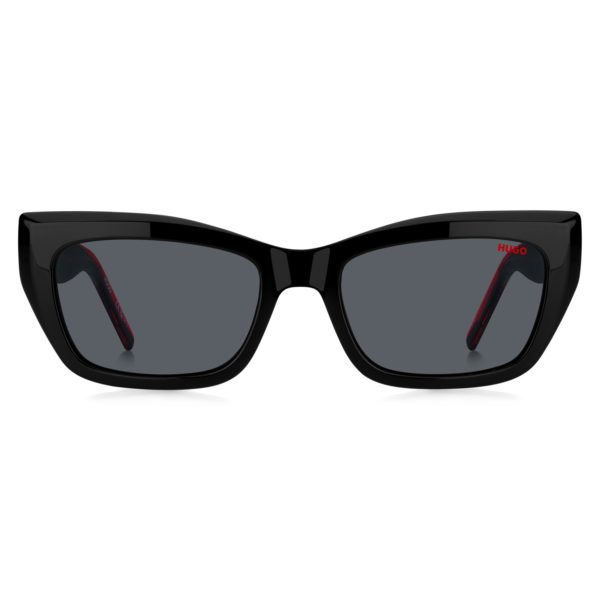 Lunettes de soleil en acétate noir avec branches superposées rouges – Hugo Boss