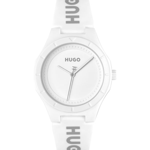 Montre à cadran blanc mat et bracelet en silicone logoté – Hugo Boss