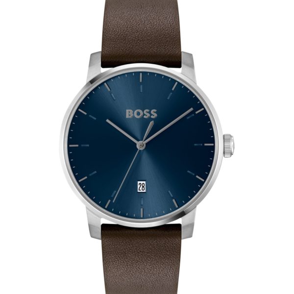 Montre à cadran bleu et bracelet en cuir – Hugo Boss
