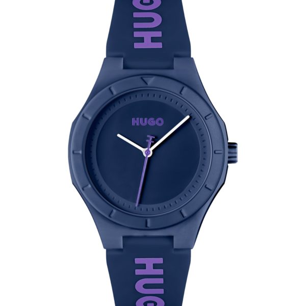 Montre à cadran couleur aubergine et bracelet en silicone logoté – Hugo Boss