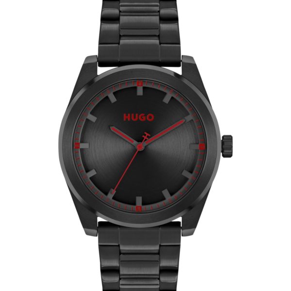 Montre à cadran noir brossé et bracelet à maillons – Hugo Boss