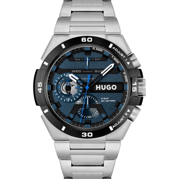 Montre à cadran superposé bleu et bracelet à maillons – Hugo Boss