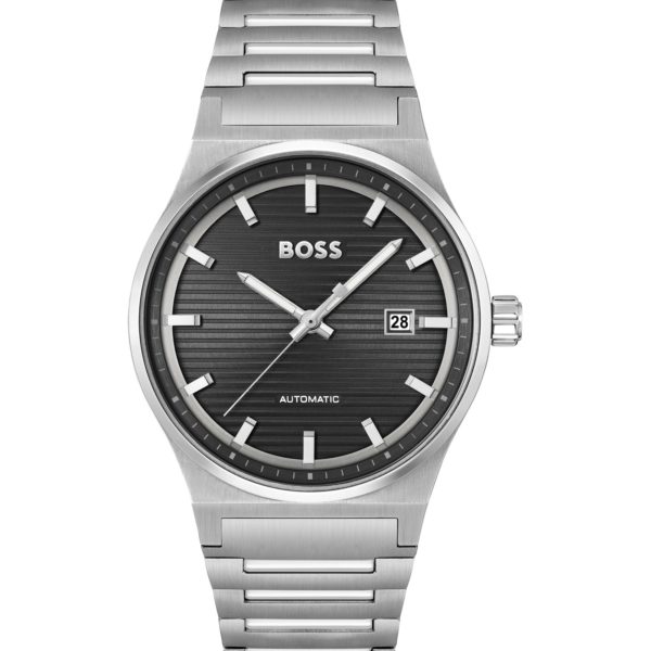 Montre automatique avec cadran rainuré et bracelet à maillons – Hugo Boss