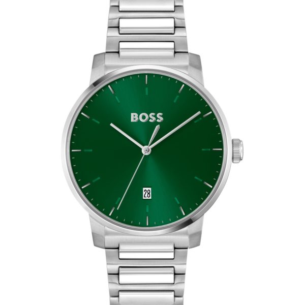 Montre avec cadran vert et bracelet à maillons en H – Hugo Boss
