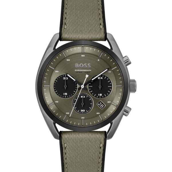 Montre chronographe à cadran kaki et bracelet en silicone – Hugo Boss
