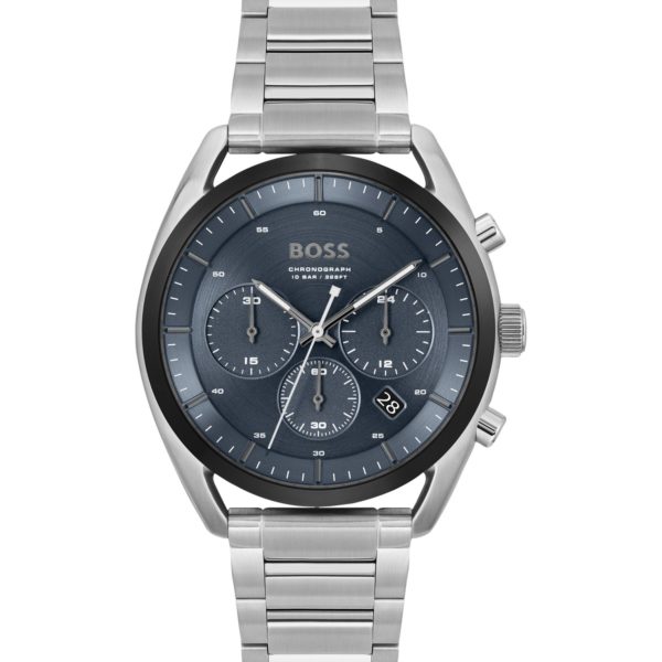 Montre chronographe avec cadran bleu et bracelet à maillons – Hugo Boss