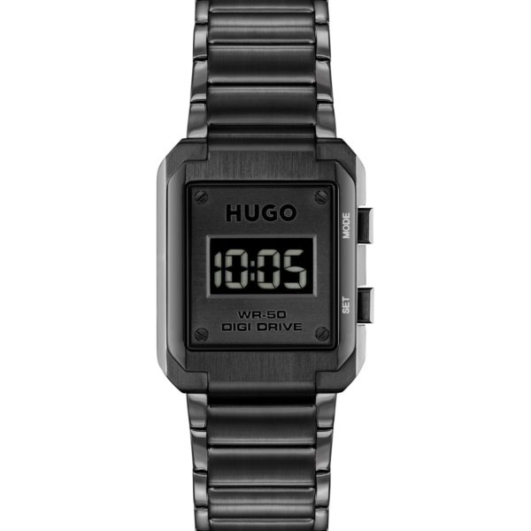 Montre digitale à cadran noir et bracelet à maillons – Hugo Boss