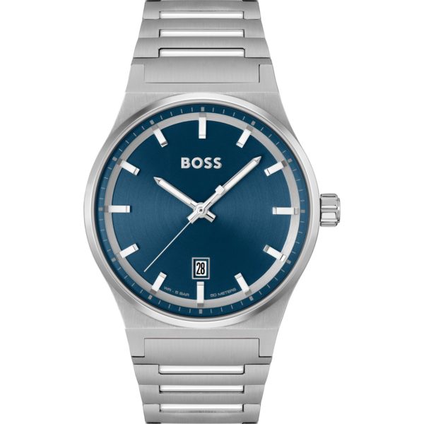 Montre avec cadran bleu et bracelet à maillons en acier inoxydable – Hugo Boss