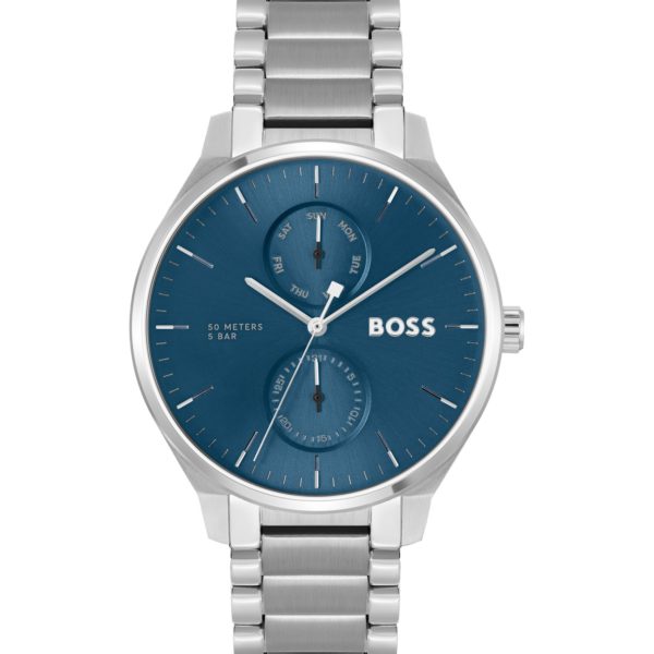 Montre en acier inoxydable avec cadran bleu et bracelet à maillons – Hugo Boss