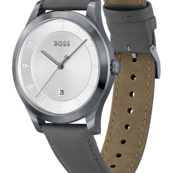 Montre plaquée grise à bracelet en cuir – Hugo Boss