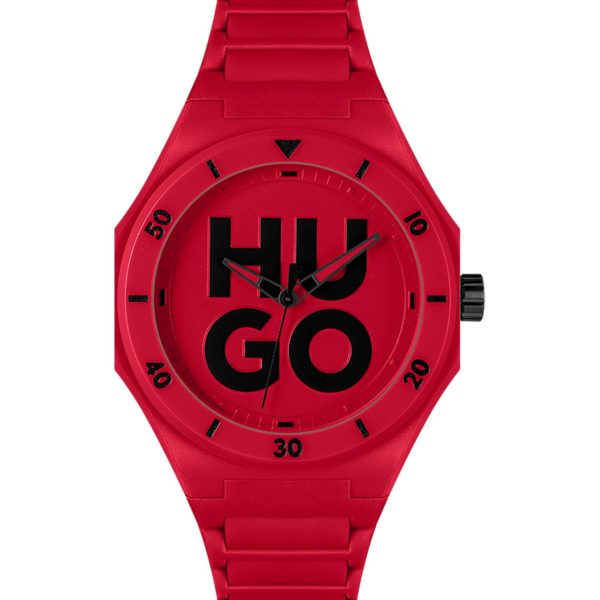 Montre rouge à bracelet en silicone ton sur ton – Hugo Boss