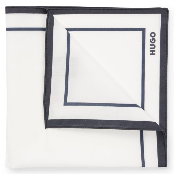 Pochette de costume en coton avec bordures et logo – Hugo Boss
