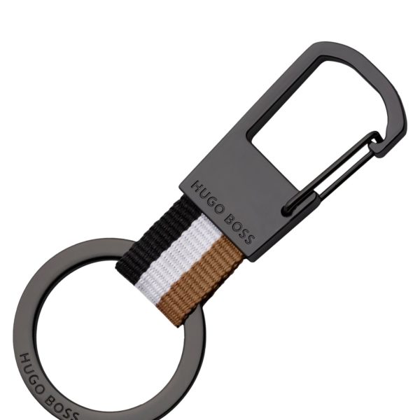 Porte-clés à rayures emblématiques avec détails chromés foncés – Hugo Boss