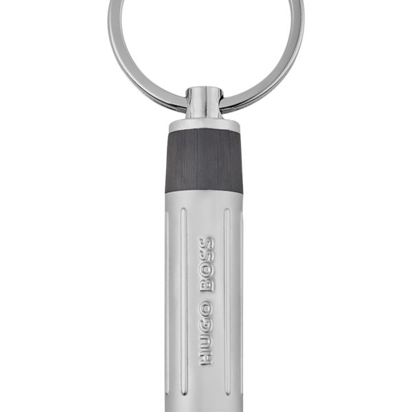 Porte-clés avec placage bruni orné de détails côtelés et d’un logo en 3D – Hugo Boss