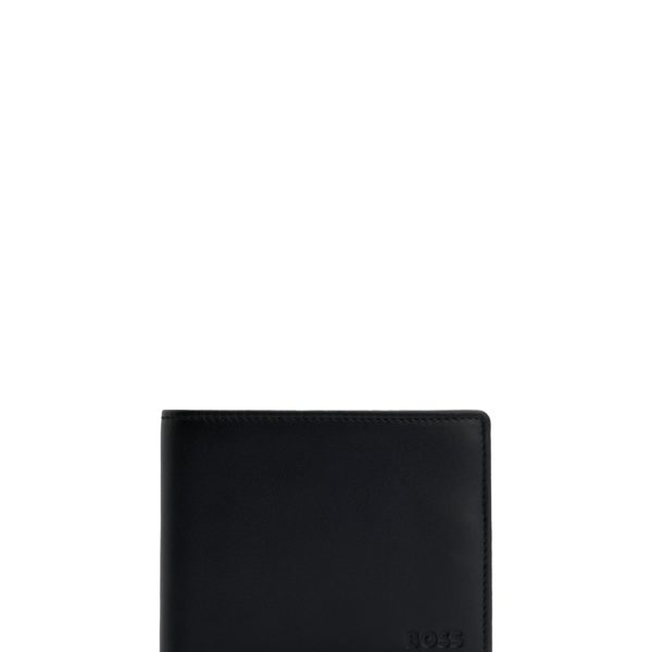 Portefeuille à deux volets en cuir avec logos embossés et poche pour la monnaie – Hugo Boss