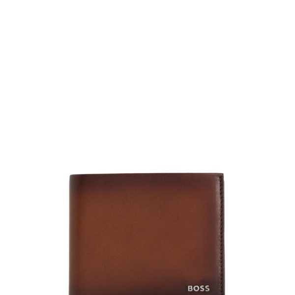 Portefeuille en cuir avec lettres argentées polies – Hugo Boss