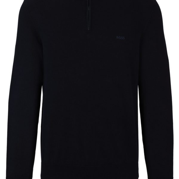 Pull en coton à encolure zippée avec logo brodé – Hugo Boss
