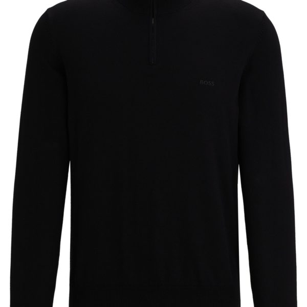 Pull en coton à encolure zippée avec logo brodé – Hugo Boss