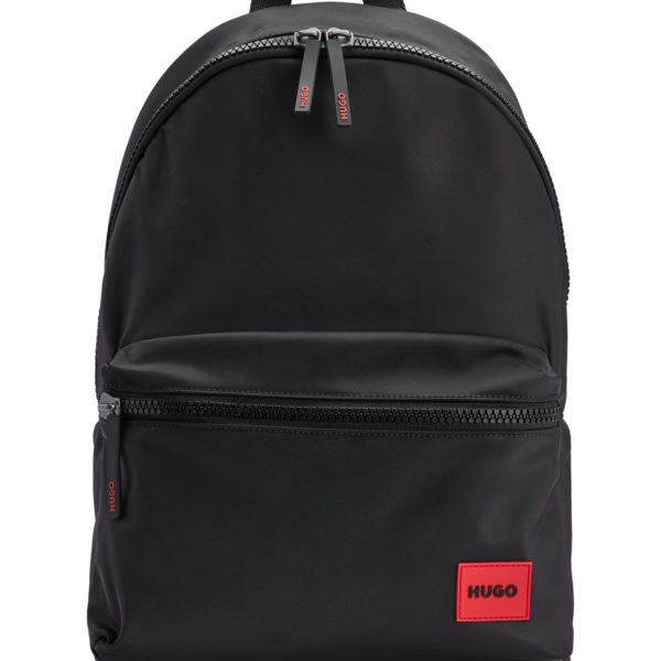 Sac à dos en tissu mat avec étiquette logotée rouge – Hugo Boss