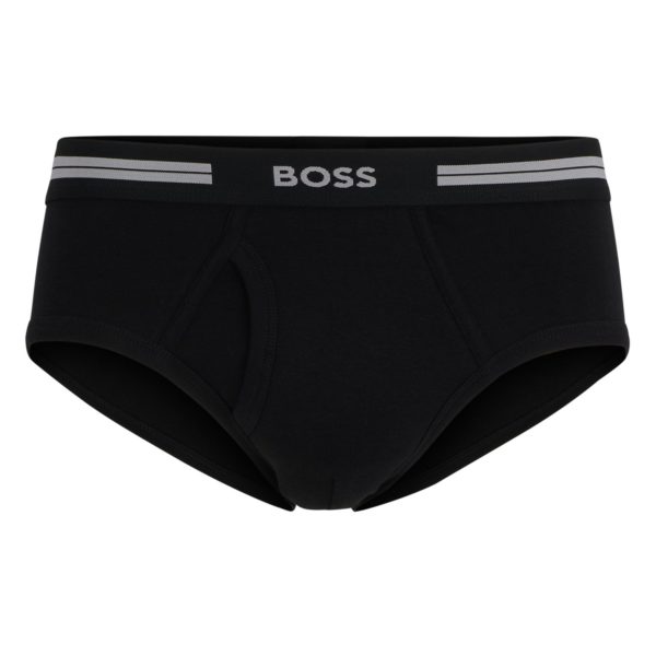 Slip en coton côtelé à ouverture frontale et taille logotée – Hugo Boss