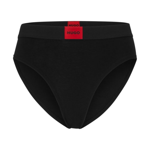 Slip taille haute en coton stretch avec étiquette logo rouge – Hugo Boss