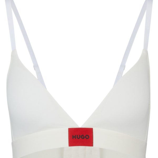 Soutien-gorge triangle en coton stretch avec étiquette logo rouge – Hugo Boss