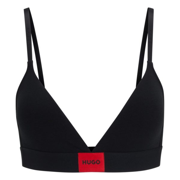 Soutien-gorge triangle en coton stretch avec étiquette logotée rouge – Hugo Boss