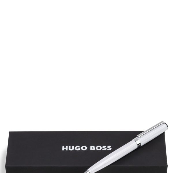 Stylo à bille en laque blanche brillante avec anneau logoté – Hugo Boss