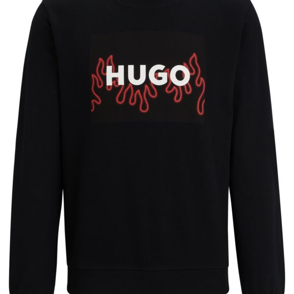 Sweat Regular Fit en molleton de coton avec logo flamme – Hugo Boss