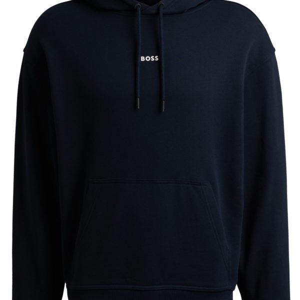 Sweat à capuche en molleton de coton avec logo contrastant – Hugo Boss