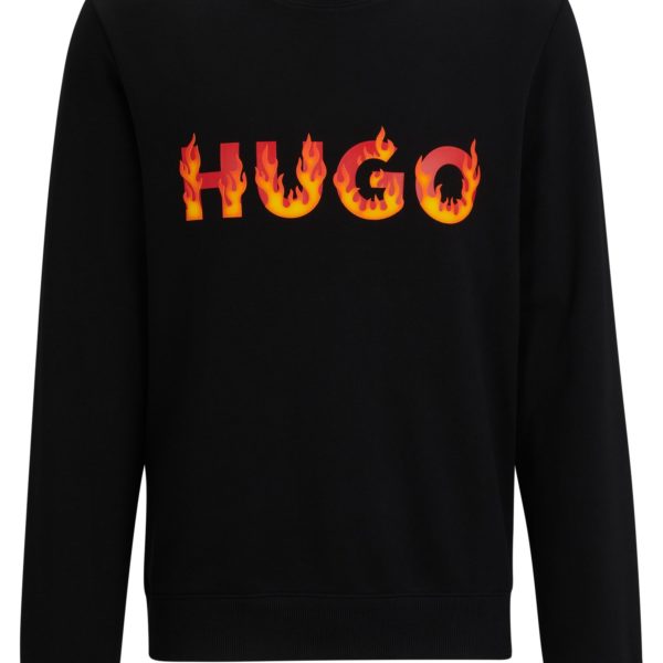 Sweat en molleton de coton avec logo flammes en relief – Hugo Boss