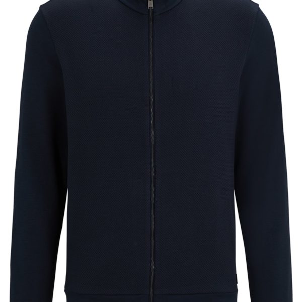 Sweat zippé en coton Pima au devant structuré – Hugo Boss