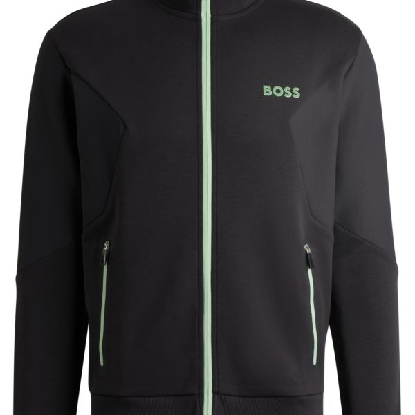 Sweat zippé en coton mélangé avec logo en relief – Hugo Boss